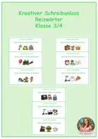 Vorschau - Aufgabenkarten - Kreatives Schreiben Reizwort Klasse 3/4 - Deckblatt