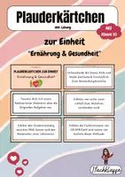 Vorschau - Aufgabenkarten - AES 10 - Plauderkärtchen "Ernährung & Geusndheit" + Lösung - Deckblatt