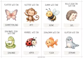 Vorschau - Bildkarten - 40 Bewegungskarten Tiere Kinder | Aktivitätskarten für Kita & Morgenkreis | - Seite 3