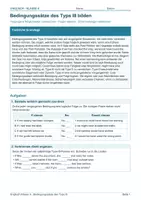 Vorschau - Arbeitsblätter - Arbeitsblatt Englisch Klasse 9 – Bedingungssätze des Typs III bilden - Deckblatt