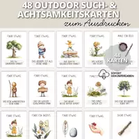 Vorschau - Bildkarten - 48 Outdoor-Suchkarten Kinder | Natur entdecken | Kita Material Achtsamkeit | - Deckblatt