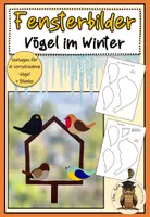 Vorschau - Mal- und Bastelvorlagen - Fensterbild Vögel im Winter - Bastelvorlagen für die Grundschule - Deckblatt