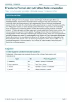Vorschau - Arbeitsblätter - Arbeitsblatt Englisch Klasse 9 – Erweiterte Formen der indirekten Rede verwenden - Deckblatt