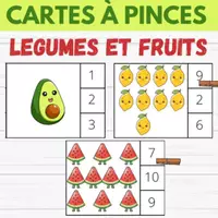 Aperçu - Jeux - cartes à pincer fruits et légumes, - Page de couverture
