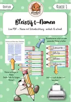 Vorschau - Merkblätter - Bleistift-Namen
Schreibrichtung (Live PDF einfach & schnell
) - Deckblatt