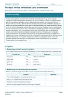 Vorschau - Arbeitsblätter - Arbeitsblatt Englisch Klasse 9 – Phrasal Verbs verstehen und anwenden - Deckblatt
