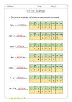 Vista previa - Hojas de trabajo - Convertir longitudes con la tabla de valor posicional - página 2
