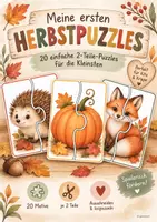 Vorschau - Bildkarten - Herbstpuzzle U3 🍂 | 20 einfache 2-Teile-Puzzles für Kita & Krippe - Deckblatt