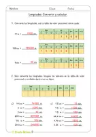 Vista previa - Hojas de trabajo - Longitudes: Convertir y calcular (Sumas y restas) - página 2