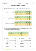 Vista previa - Hojas de trabajo - Longitudes: Convertir y calcular (Sumas y restas) - Portada