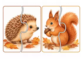 Vorschau - Bildkarten - Herbstpuzzle U3 🍂 | 20 einfache 2-Teile-Puzzles für Kita & Krippe - Seite 3
