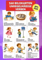 Vorschau - Arbeitsblätter - Unregelmäßige Verben lernen mit Bildern – 160 Bildkarten | Präsens, Präteritum & Perfekt | Grundschule - Deckblatt