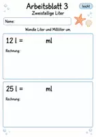 Vorschau - Arbeitsblätter - Liter Milliliter umrechnen | Mathematik Klasse 4 | 10 Arbeitsblätter als PDF - Seite 3