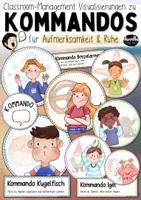 Vorschau - Poster - 7 Kommandos (runde Schilder Set) - Ruhe & Aufmerksamkeit / Stille - Deckblatt