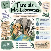 Vorschau - Arbeitsblätter - Gruppenarbeit Tiere als Mit-Lebewesen sofort einsetzbar - Deckblatt