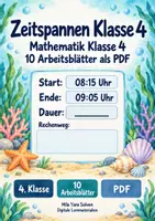 Vorschau - Arbeitsblätter - Zeitspannen Klasse 4 | Mathematik Klasse 4 | 10 Arbeitsblätter als PDF - Deckblatt