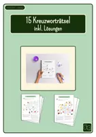 Vorschau - Arbeitsblätter - 15 Kreuzworträtsel – 5 Themen & 3 Schwierigkeitsstufen - Deckblatt