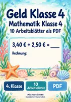 Vorschau - Arbeitsblätter - Geld Klasse 4 | Mathematik Klasse 4 | 10 Arbeitsblätter als PDF - Deckblatt