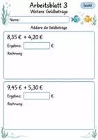 Vorschau - Arbeitsblätter - Geld Klasse 4 | Mathematik Klasse 4 | 10 Arbeitsblätter als PDF - Seite 3