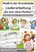 Vorschau - Arbeitsblätter - Es war eine Mutter, die hatte vier Kinder – Liederarbeitung & Jahreszeiten | Musik Grundschule - Deckblatt