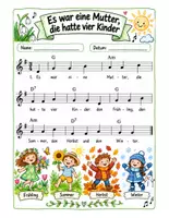 Vorschau - Arbeitsblätter - Es war eine Mutter, die hatte vier Kinder – Liederarbeitung & Jahreszeiten | Musik Grundschule - Seite 1