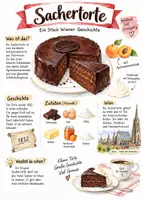 Vorschau - Arbeitsblätter - Lernplakat + AB mit Fragen zum Thema "Sachertorte" + Lösungsblatt + Infografik - Deckblatt