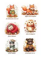 Vista previa - Decoración del aula - Set de Stickers Motivacionales de Otoño | Animalitos del Bosque Imprimibles (PDF) - página 1