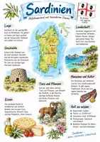Vorschau - Arbeitsblätter - Lernplakat + AB mit Fragen zum Thema "Sardinien" + Lösungsblatt + Infografik - Deckblatt