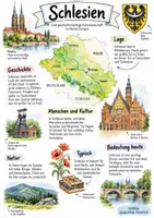 Vorschau - Arbeitsblätter - Lernplakat + AB mit Fragen zum Thema "Schlesien" + Lösungsblatt + Mindmap + Infografik - Deckblatt