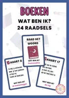 Voorbeeld - Wat ben ik? – 24 Raadselkaarten over boeken | Woordenschat Groep 3-5, Kinderboekenweek - Voorblad