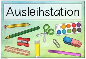Vorschau - Mal- und Bastelvorlagen - Ausleihstation - Beschriftung für Moppe (3 Designs) - Seite 1