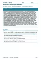 Vorschau - Arbeitsblätter - Arbeitsblatt Englisch Klasse 10 – Komplexe Relativsätze bilden - Deckblatt