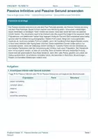 Vorschau - Arbeitsblätter - Arbeitsblatt Englisch Klasse 10 – Passive Infinitive und Passive Gerund anwenden - Deckblatt