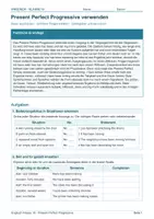 Vorschau - Arbeitsblätter - Arbeitsblatt Englisch Klasse 10 – Present Perfect Progressive verwenden - Deckblatt