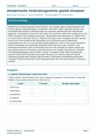 Vorschau - Arbeitsblätter - Arbeitsblatt Englisch Klasse 11 – Akademische Verbindungswörter gezielt einsetzen - Deckblatt