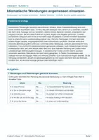 Vorschau - Arbeitsblätter - Arbeitsblatt Englisch Klasse 12 – Idiomatische Wendungen angemessen einsetzen - Deckblatt