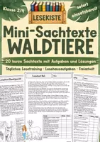 Vorschau - Arbeitsblätter - Lesekiste - Mini-Sachtexte Klasse 3/4 | Waldtiere - Deckblatt