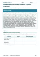 Vorschau - Arbeitsblätter - Arbeitsblatt Englisch Klasse 12 – Kollokationen für fortgeschrittenes Englisch verwenden - Deckblatt