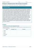 Vorschau - Arbeitsblätter - Arbeitsblatt Englisch Klasse 12 – Präzisen akademischen Wortschatz einsetzen - Deckblatt