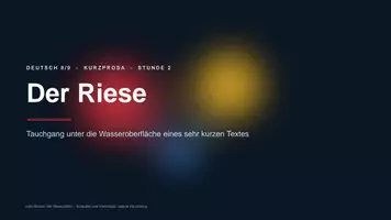 Vorschau - Stundenentwürfe - Kurzgeschichte deuten 2. Stunde: Deutungshypothese, Belge & Wirkungswortschatz - Der Riese von Jutta Richter; Kurzprosa Klasse 9 - Seite 1