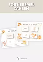 Vorschau - Arbeitsblätter - Zahlen Sortierspiel Herbst Kinder Montessori | Lernspiel Kita Kindergarten | Zuordnen & lernen - Deckblatt
