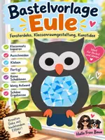 Vorschau - Mal- und Bastelvorlagen - Eule Bastelvorlage Fensterbild Kunst Deko - Deckblatt