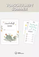 Vorschau - Mal- und Bastelvorlagen - Vorschulheft Sommer, Kindergarten Vorschule Übungen - Deckblatt