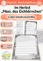 Vorschau - Unterrichtsreihen - Herbst Abschreibübung "Eichhörnchen sammelt Wintervorräte" in 4 Schul - Druckschriften (D-A-CH) - Deckblatt