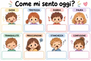 anteprima - Materiale di supporto/inclusione - Come mi sento oggi? – Cartellone delle emozioni per la classe + tessere personalizzabili - Pagina 1