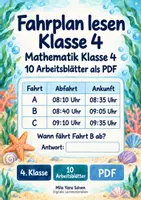 Vorschau - Arbeitsblätter - Fahrplan lesen Klasse 4 | Mathematik Klasse 4 | 10 Arbeitsblätter als PDF - Deckblatt
