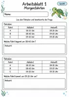 Vorschau - Arbeitsblätter - Fahrplan lesen Klasse 4 | Mathematik Klasse 4 | 10 Arbeitsblätter als PDF - Seite 1