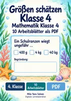 Vorschau - Arbeitsblätter - Größen schätzen Klasse 4 | Mathematik Klasse 4 | 10 Arbeitsblätter als PDF - Deckblatt