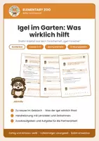 Vorschau - Arbeitsblätter - Sachunterricht Klasse 3/4: Igel im Garten: Was wirklich hilft - Deckblatt