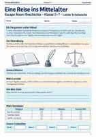 Vorschau - Spiele - Eine Reise ins Mittelalter Escape Room Geschichte Klasse 5 bis 7 letzte Schulwoche - Deckblatt